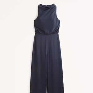 Satin Draped High Neck Jumpsuit